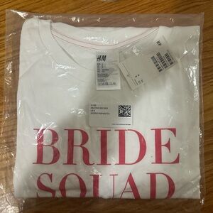 H&M White and Pink 'Bride Squad' T-Shirt